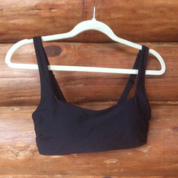 Athleta Square Neck Black Bra Cup Activewear Convertible Bikini Top Size 36 B/C - Picture 1 of 5